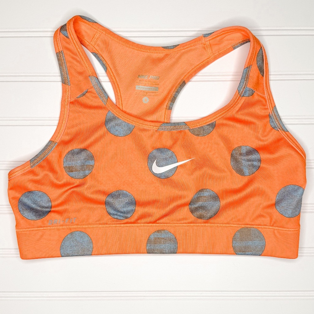 Nike Pro Dri-Fit Polka Dot Sports Bra Neon Orange Size Small